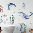 watercolor undersea life wall decals fabric stickers bathroom nursery decor -WD005