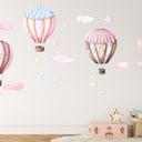 watercolor balloons and clouds stars fabric decals pinky hot balloons stickers for girls nursery bedroom -WD009