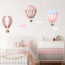 watercolor balloons and clouds stars fabric decals pinky hot balloons stickers for girls nursery bedroom -WD009