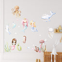 Mermaids and ocean life wall decals fabric stickers decor for baby girls and nursery -WD007