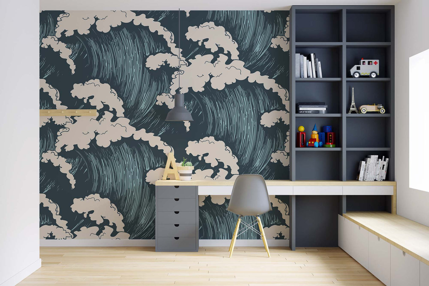 Surge wall mural bedroom wallpaper giant waves wallcovering temporary mural-SWM006